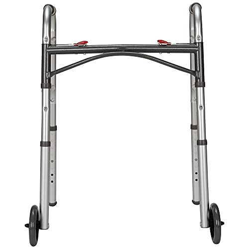 Mckesson Junior Folding Walkers With Wheels, Aluminum, 25 In To 32 1/4 In, 350 Lbs Weight Capacity, 4 Count #TOP21