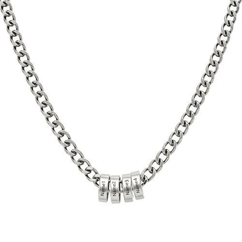 RolaOnly Collier Homme Personnalisé 2 à 6 prénoms Cadeau Anniversaire Papa Amis Homme