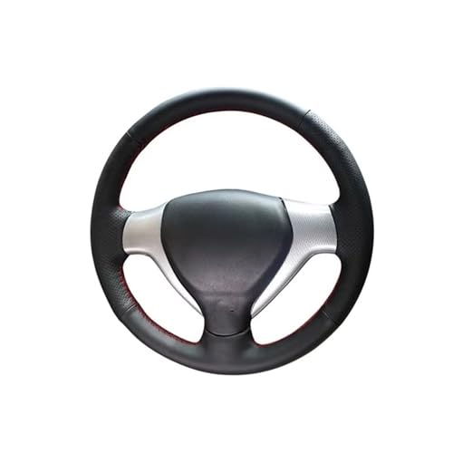 ステアリングカバー に適合するジャズ用 に適合するフィット用 2005 2006 2007 2008 DIY ハンドステッチ ブラック PU マイクロファイバーレザー カーステアリングホイールカバー 車用ハンドルカバー(White Thread)