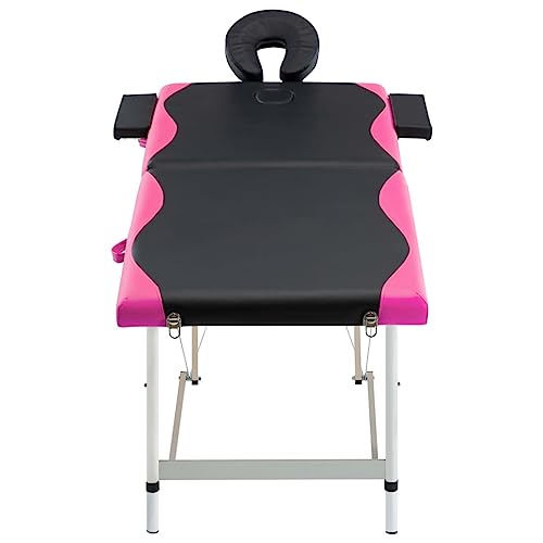 Genérico Camilla de Masaje Plegable 2 Zonas Aluminio Negro y Rosa,Salud y Belleza,Cuidado Personal,Masaje y relajación,Mesas de masaje-110232