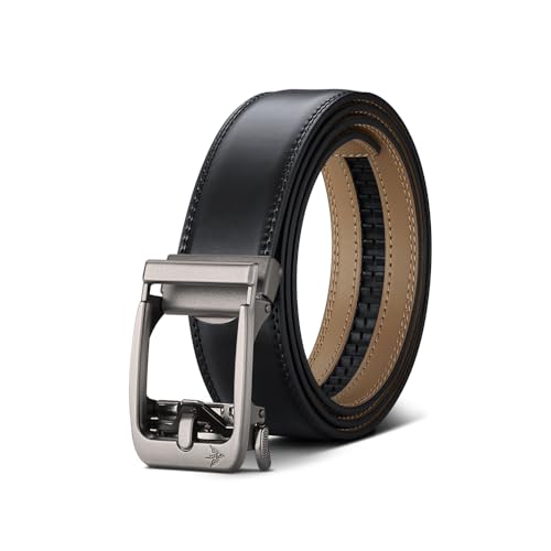VANNANBA Genuine Leather Ratchet Belt Men Dress Belt for Men Automatic Buckle with Gift Box