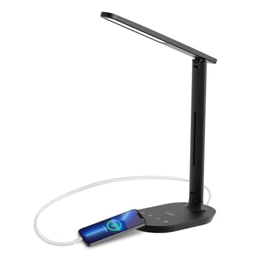 LASTAR LED Desk Lamp, Dimmable Eye-Protecting Table Lamps with Night Light, USB Charging Port, 4 Color Temperature Modes, 5 Brightness Levels, 1H Timer, Touch Control for Home Office Bedroom