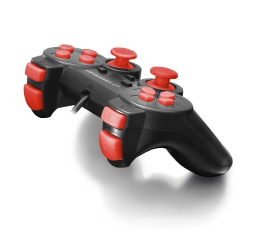 Esperanza WARRIOR - Gamepad per PS2 / PS3 / Computer/PC con vibrazioni, joystick, plug and play, colore: Rosso