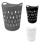 Large Flexi Laundry Basket Flexible Lightweight Plastic Laundry Washing Clothes Storage Hamper Bin Tall Baskets 60 Litre Size Height 54cm x 43cm x 43cm (1, Grey)