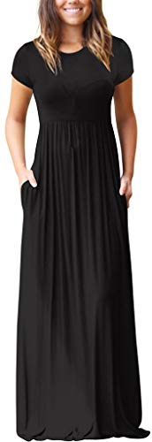 GNRSPTY Mujer Vestidos Casual Verano Manga Corta de Fiesta Largos Floral Impresa Color de Contraste Boho Playa Ceremonia Noche,Negro 1,M Cover