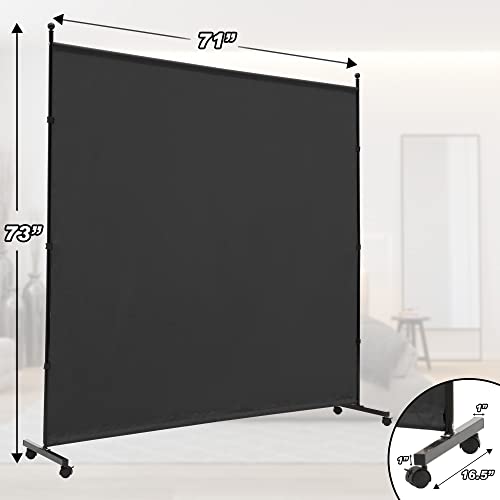 Simflag 6Ft Single Panel Room Divider With Wheels,Rolling Fabric Room Dividers For Partition Privacy Screens,Freestanding Wall Divider For Home Office,Restaurant,Hospital,(Black) #TOP3