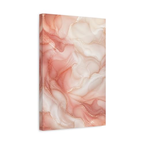 Toile d'art abstrait rose et or pour habiller un mur vide de salon