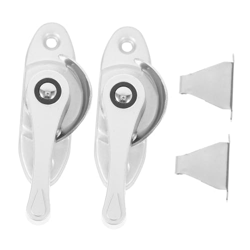 BESTonZON 2 セット不錆ステンレス製 万能半月錠 フック付き 窓鍵 後付け可能 ドアと窓用スライドロック 簡単取付 性向上で防犯対策に