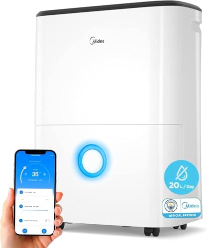 MIDEA Deshumidificador Silencioso 20L para Humedad interior hasta 50 m2 / 100 m3 - Deshumificadores de humedad en Habitación con depósito extraible - Deshumificador pequeño bajo consumo dehumifier MIDEA Deshumidificador Silencioso 20L para Humedad interior hasta 50 m2 / 100 m3 - Deshumificadores de humedad en Habitación con depósito extraible - Deshumificador pequeño bajo consumo dehumifier