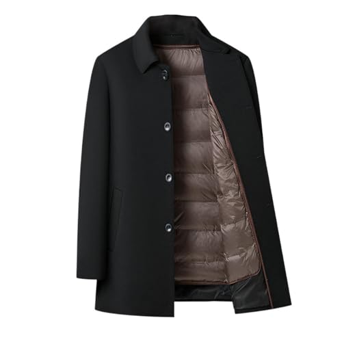 Abrigo de plumón para hombre invierno cálido con forro extraíble y solapa casual