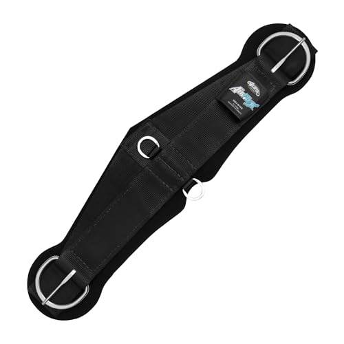 Weaver Equine Airflex Roper Horse Cinch Anti-Slip Nylon Webbing Saddle Cinch Girth with Flat Buckle Western Horse Riding Supplies Black