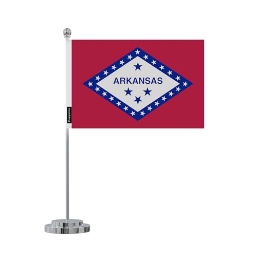 Drapeau Bureau Arkansas 14x21cm en polyester de table avec son support