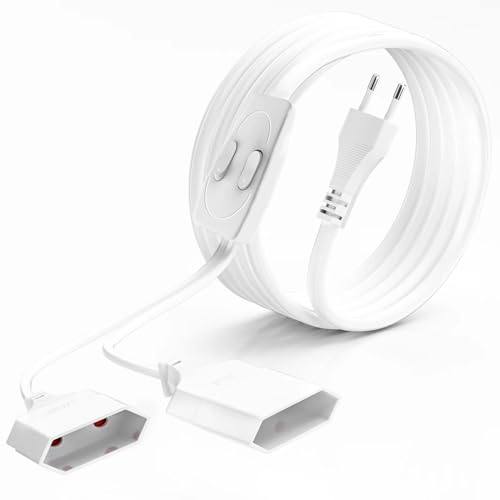 Cable tipo C de 7 metros con enchufe plano y conmutador para TV blanca