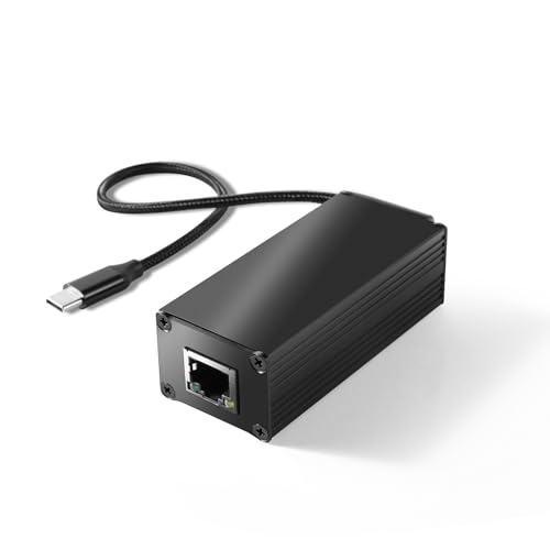 REVODATA 25 W Gigabit PoE na USB-C przetwornik sterownika do telefonu/tabletu, wyjście zasilania PoE na typ C z Ethernet 2 w 1, 5 V/9 V/12 V/15 V/20 V adaptacyjne wyjście, Plug & Play (GPD2CAT-20V)