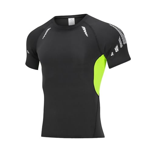 Men's Compression Shirts Short Sleeve Quick Dry Sports Athletic Workout Base Layer Undershirt T-Shirt Tops,Black2
