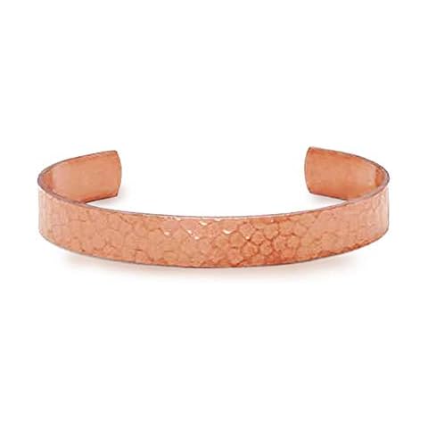 IVY & BAUBLE 99.9% Uncoated Copper Bracelet for Women, Hammered Cuff Bracelet, 10mm Cover