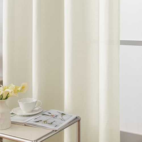 Visillos dormitorio modernos Ystyle beige de voile con ojales 6