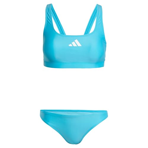 adidas Damen 3 Stripes V-Back Bikini, Lucid Cyan/White, 40