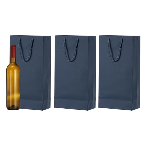 Sac cadeau pour bouteille de vin bleu marine papier kraft poignées fournitures fête mariage