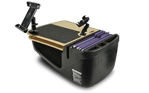 Image of AutoExec AE-GMCD-PI-PM-TAB-11M GripMaster Car Desk for Your Vehicle Workstation and Mobile Office, Natural with 400 watt Power Inverter, Phone Mount and Tablet Mount