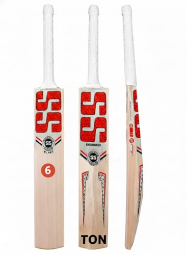 Image of Cricket Bat, Professional Grade Willow, Red and Black Design, Size 06 (Red Bat)