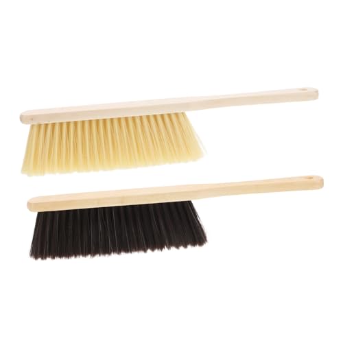 Ciieeo 2pcs Wooden Handle Dust Brush for Bed Cleaning Brush with Dense Bristles Multi-Functional Fireplace Brush Broom Laundry Brush