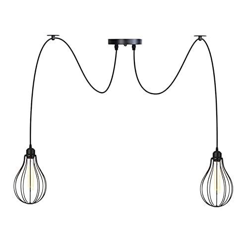 Lámpara de techo ajustable de estilo industrial vintage negro 2 luces 2
