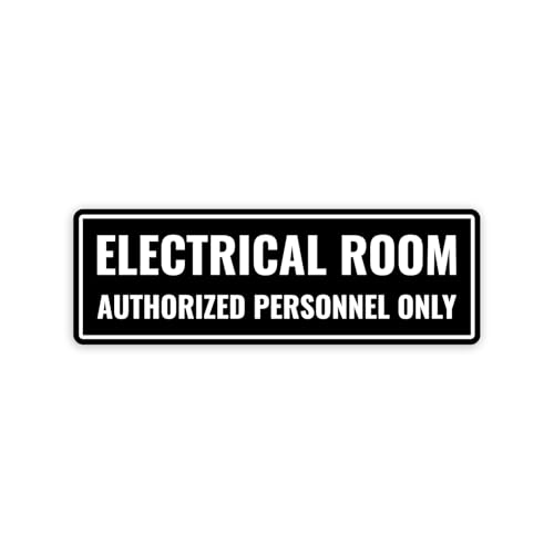 1PC Electrical Room Sign, 9 x 3 Inches - Aluminum - Strong Self-Adhesive - Electric Mechanical Storage Utility Room Signage For Door