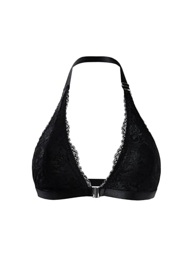 Image of MakeMeChic Lace Bralettes for Women Sexy Bras Sheer Deep V Front Closure Bra