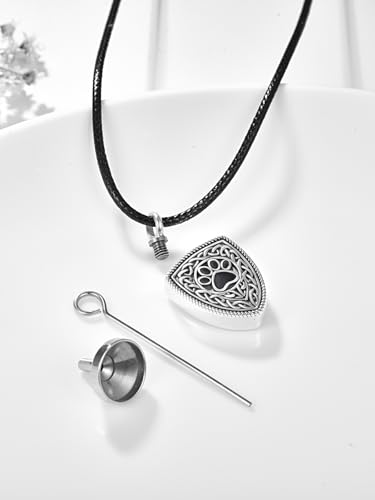 Dreamboat Pet Urn Necklace for Dog Cat Ashes 925 Sterling Silver Paw Print Cremation Keepsake Pendant Celtic Knot Memorial Jewelry Gifts for Women Men3