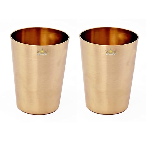 Image of Pure Kansa Glass Tumbler with Handmade Design, for Drinking Serving Water, Yoga & Ayurveda, -250 Ml, Set of 2