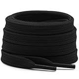 DELELE Solid Flat Shoe Laces: Hollow Thick Black Shoelaces for Sneakers 2 Pair 87 inch