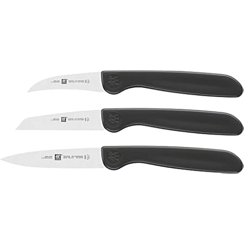 3-teilig (Schälmesser 5 cm, Gemüsemesser 8 cm, Spickmesser 8 cm), 3 pcs (Eplucher + Légumes + Office lame 8 cm), Schwarz Cover