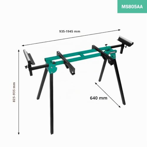 Miniatura 2 de Vonroc Soporte De Ingletadoras - Base Universal - Ajustable En Altura Y Anchura - Capacidad De Carga De 150 Kg