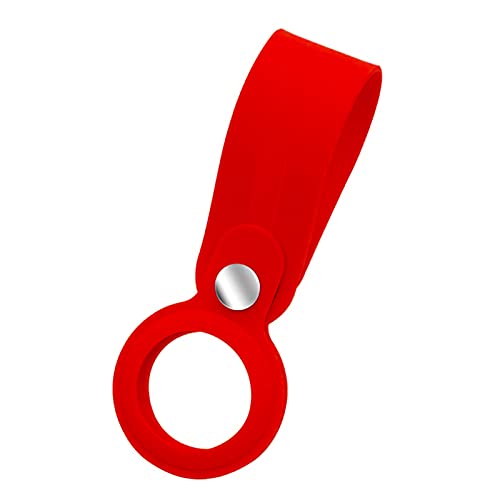 Image of FOSO() Silicone Loop Case for Apple Airtag - Key Finder Secure Holder with Buckle Protector Skin Cover with Long Strap for Apple Bluetooth Item Tracker Soft Keychain Locator Luggage Tag (Red)