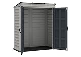 Duramax YardMate Pent Roof PLUS 5 x 3 (1.57 m2) Plastic Garden Shed with Heavy-Duty Plastic Floor, Strong Metal Roof Structure, Fire Retardant & Maintenance-Free Storage Shed, Dark Grey & Adobe - Image 7