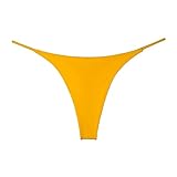 SAKVILSEC Women Underpants Seamless Thong Temptation Underwear High Waist G-String (M,Lemon Yellow)