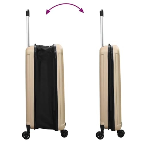 Teenpull Valise Rigide avec Serrure Champagne 50 x 30 x 76 cm en Plastic ABS Trolley Malle Bagage Cabine soute avec Compartiment et poignée pour Voyage en Avion Train – vue 8