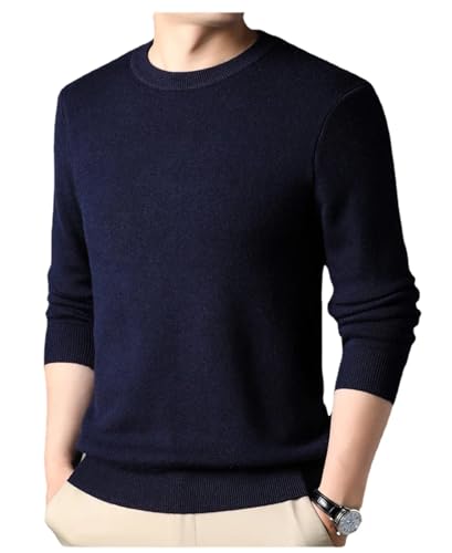 Men'S Autumn and Winter Solid Color Knitted Sweater Casual Comfortable Top Retro O-Neck Long-Sleeved Sweater4