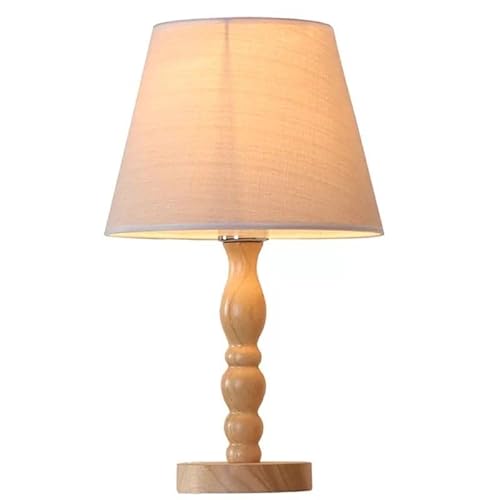 SXDMOUBK Bedside Lamp E27 Dimmable Wooden Table Lamp with Cloth Lampshade Decorative Desk Lamp for Living Room/Office
