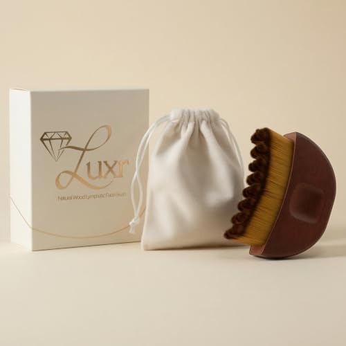 LUXR Face Brush for Lymphatic Drainage, Real Wood Handle, Soft Bristles