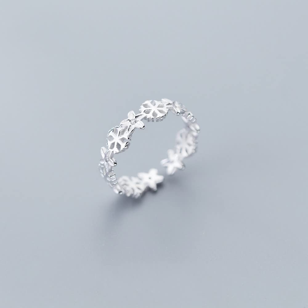 Anello Regolabile,S925 Anello Fiocco Di Neve In Argento Sterling Anelli Regolabili Piccolo Anello Aperto Fresco Argento Anello Per Il Pollice Anello Eternità Fascino Di Nozze Gioielli Regali Per Uo