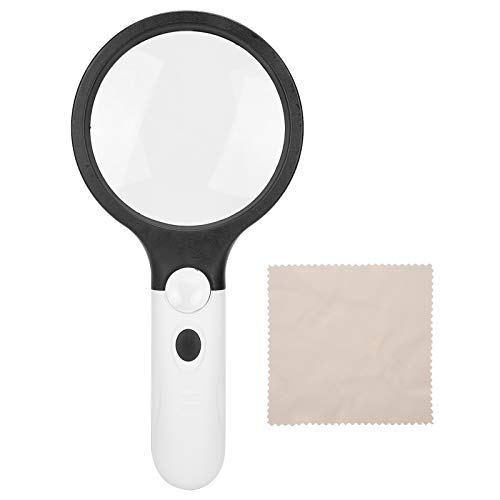 Entatial Handheld Magnifying Glass with Light, Exquisite 4X 30X 4 LED Black White Appearance Reading Magnifier Fashionable for