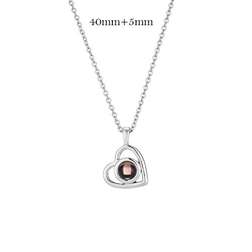 Picture Necklace Personalized for Women - Custom Photo Love Heart Projection Pendant - Customized Portrait Jewelry - Birthday Anniversary Memorial Gifts Wife Mother - Silver4