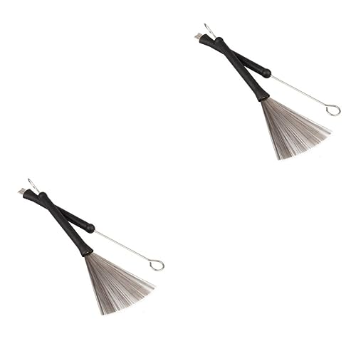 ibasenice 2sets Drum Wire Brush Retractable Drum Brush Sticks Metal 320mm Long 2pcs*2