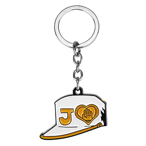 VNEWSCHI JJBA - Porta-chaves de metal de anime, porta-chaves de carro, porta-chaves de desenhos animados para homens e mulheres, presentes de fãs de anime, branco, tamanho único, Branco