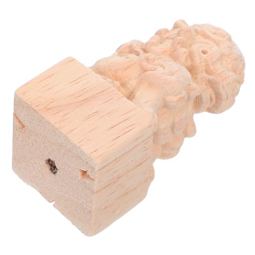 AKOOSY Solid Wood Lion Head Column Carvings Decorative Wood Banister Finials for Fence Post Toppers Rustic Style Home Decor for Staircase Newel Posts