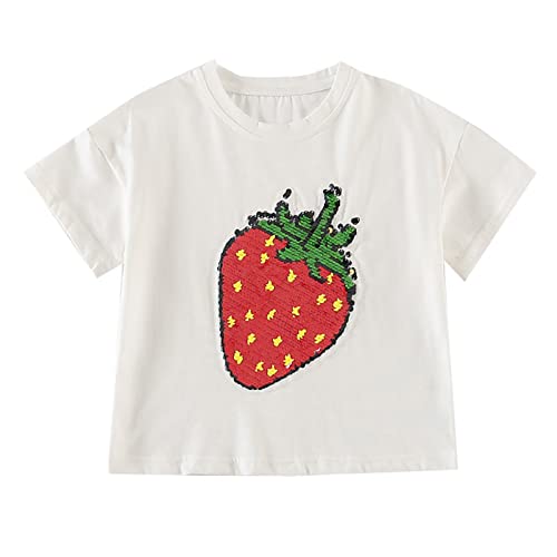 Toddler Strawberry Graphic T Shirt Kids Crewneck Short Sleeve Top Girls Boys Cotton Cute Preschool Tee Shirts