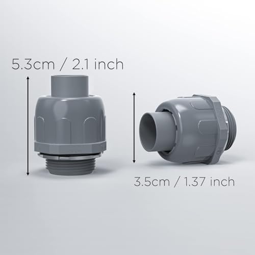 Image of Conduit Connectors, 1 /2 Inch, Straight, Grey, 300-Pack | Liquid Tight Connector, NPT, Non-Metallic, for PVC Electrical Flexible Conduit Fittings, 180 Degree, UL Listed