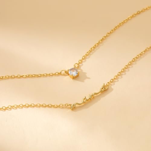 Mothers Day Gifts Gold Necklace - Mama Necklace for Women Mom Wife Sister, Dainty Layered Mom Necklaces Stack Mama Pendant Choker Chain Necklace Birthday Mother's Day Gold Jewelry Gift Trendy3